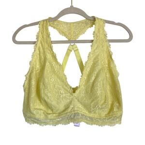 SAVAGE x FENTY Floral Lace Racerback Bralette Yellow Plus Size 3X Lingerie Bra